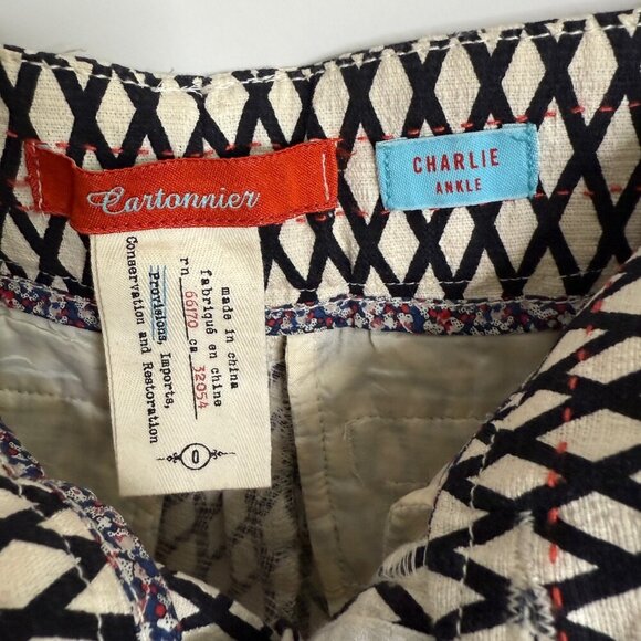 🖤 Anthropologie Cartonnier Charlie Ankle Pants, Black/Ivory | Size XS - Picture 4 of 7